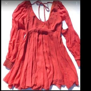 Free People embellished split sleeve mini